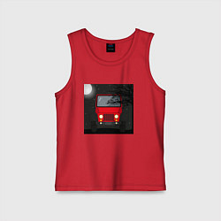 Майка детская хлопок Красный джип в ночном пейзаже спортивная машина, цвет: красный