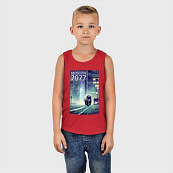 Майка детская хлопок Медведь в большом городе -нейросеть, цвет: красный — фото 2