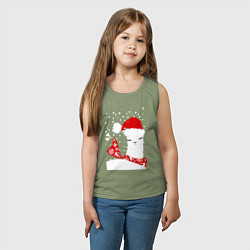 Майка детская хлопок Лама в шапочке и шарфе, цвет: авокадо — фото 2