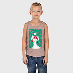 Майка детская хлопок Лама - альпака в ушанке, цвет: пыльно-розовый — фото 2