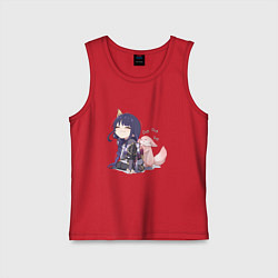 Майка детская хлопок Шогун Райден и лисичка Мико, цвет: красный