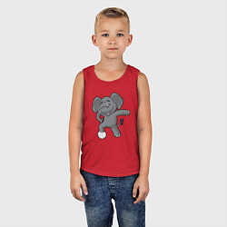 Майка детская хлопок Спортивный слоник, цвет: красный — фото 2