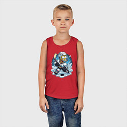 Майка детская хлопок Гомер Симпсон - хоккейный нападающий, цвет: красный — фото 2