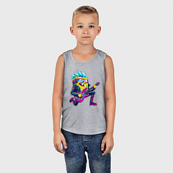 Майка детская хлопок Губка Боб - рок гитарист - нейросеть, цвет: меланж — фото 2
