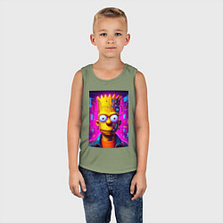 Майка детская хлопок Портрет Барта Симпсона - киберпанк, цвет: авокадо — фото 2