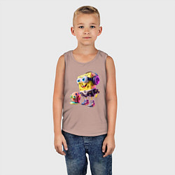 Майка детская хлопок Губка Боб и улитка Гэри - киберпанк, цвет: пыльно-розовый — фото 2