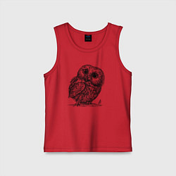 Майка детская хлопок Совёнок гравюра, цвет: красный