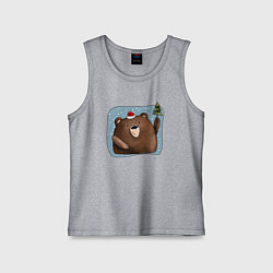 Майка детская хлопок Медведь и елка, цвет: меланж