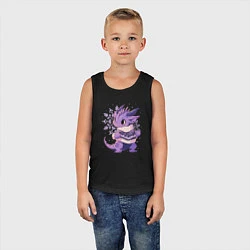 Майка детская хлопок Фиолетовый дракон в свитере, цвет: черный — фото 2