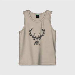 Майка детская хлопок Олень анфас, цвет: миндальный