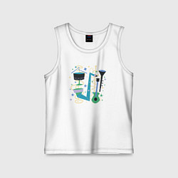 Майка детская хлопок Джазовый ансамбль, цвет: белый