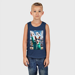 Майка детская хлопок Чувак бультерьер на фоне граффити, цвет: тёмно-синий — фото 2