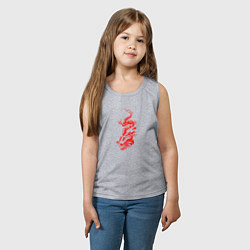 Майка детская хлопок Японский красный дракон, цвет: меланж — фото 2