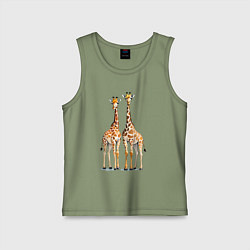 Майка детская хлопок Друзья-жирафы, цвет: авокадо