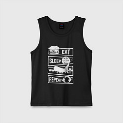 Майка детская хлопок Еда сон полёт, цвет: черный