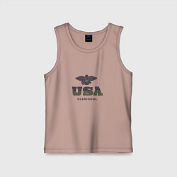 Майка детская хлопок USA Oldschool, цвет: пыльно-розовый