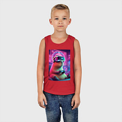 Майка детская хлопок Каппи в виртуальном шлеме, цвет: красный — фото 2