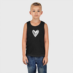 Майка детская хлопок Рисованное белое сердце парное, цвет: черный — фото 2
