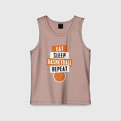 Майка детская хлопок Eat sleep basketball, цвет: пыльно-розовый