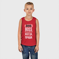 Майка детская хлопок Босс Анна - всегда права, цвет: красный — фото 2