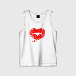 Майка детская хлопок Lips love, цвет: белый