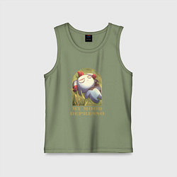 Майка детская хлопок My mood Depresso Palworld, цвет: авокадо