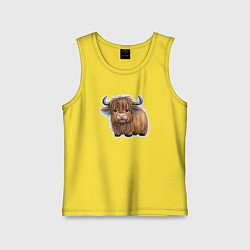 Майка детская хлопок Шотландский волосатый бык, цвет: желтый