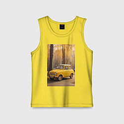Майка детская хлопок Желтый ретро автомобиль, цвет: желтый