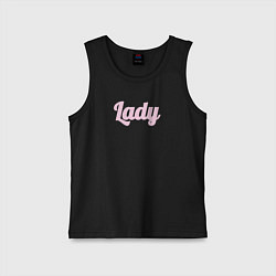 Майка детская хлопок Lady розовыми буквами, цвет: черный