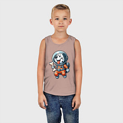 Майка детская хлопок Dalmatian cosmonaut puppy with a bone, цвет: пыльно-розовый — фото 2