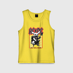Майка детская хлопок AC DC на фоне Пикачу играющего рок на гитаре, цвет: желтый