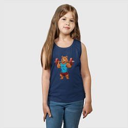 Майка детская хлопок Медведь со штангой, цвет: тёмно-синий — фото 2
