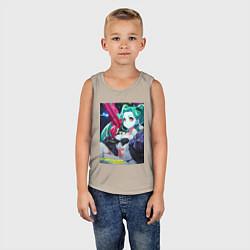 Майка детская хлопок Киберпанк Ребекка, цвет: миндальный — фото 2