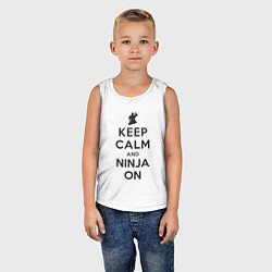 Майка детская хлопок Keep calm and ninja on, цвет: белый — фото 2