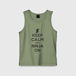 Майка детская хлопок Keep calm and ninja on, цвет: авокадо