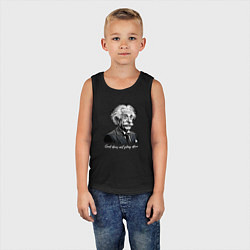 Майка детская хлопок Прикол Эйнштейн бог не играет в кости, цвет: черный — фото 2