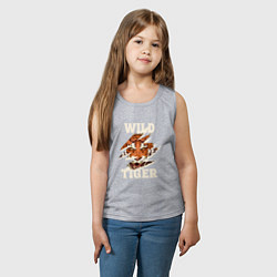 Майка детская хлопок Дикий тигр арт, цвет: меланж — фото 2