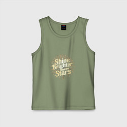 Майка детская хлопок Shine brighter than the stars, цвет: авокадо