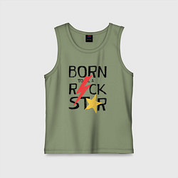 Майка детская хлопок Рождён быть рок звездой, цвет: авокадо