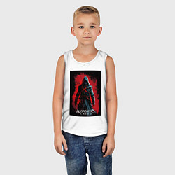Майка детская хлопок Assassins creed на фоне красной стены, цвет: белый — фото 2