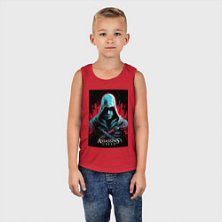 Майка детская хлопок Assassins creed классика, цвет: красный — фото 2