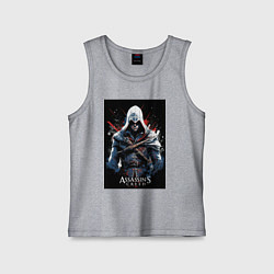 Майка детская хлопок Assassins creed огненный фон, цвет: меланж