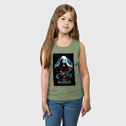 Майка детская хлопок Assassins creed строгий костюм, цвет: авокадо — фото 2