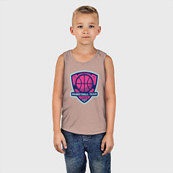 Майка детская хлопок Баскетбольная командная лига, цвет: пыльно-розовый — фото 2