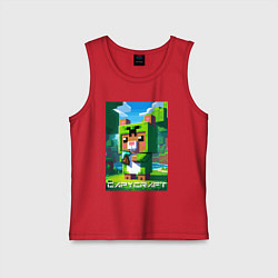 Майка детская хлопок Capybara and Minecraft collaboration - ai art, цвет: красный