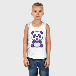 Майка детская хлопок Удивлённая панда, цвет: белый — фото 2