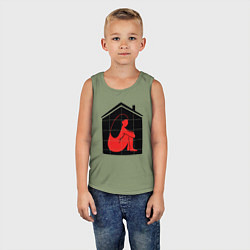 Майка детская хлопок Сижу дома, цвет: авокадо — фото 2