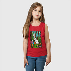 Майка детская хлопок Пасхальный кроль в лесу, цвет: красный — фото 2