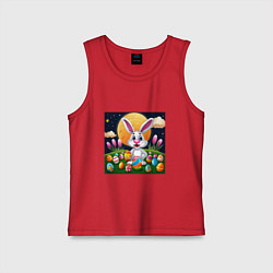 Майка детская хлопок Ушастик и луна, цвет: красный