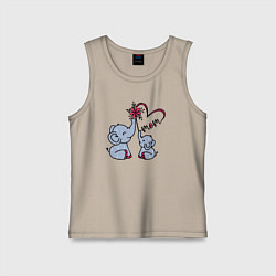 Майка детская хлопок Слоник с мамой, цвет: миндальный